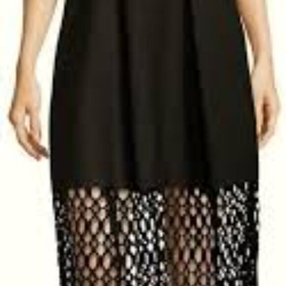 Rachel Rachel Roy Black Lattice Midi Dress NWT Women’s Size 4 Cocktail Evening - Picture 8 of 8
